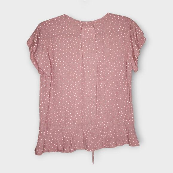 Rails Bretton Rosewood Mimi Hearts Pink V-Neck Blouse Women's Small - Picture 8 of 8